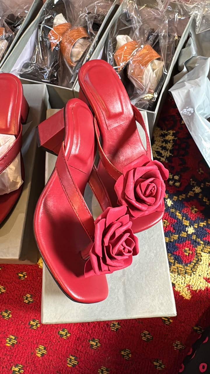 Valentino Block Heel 3D Flower with Box