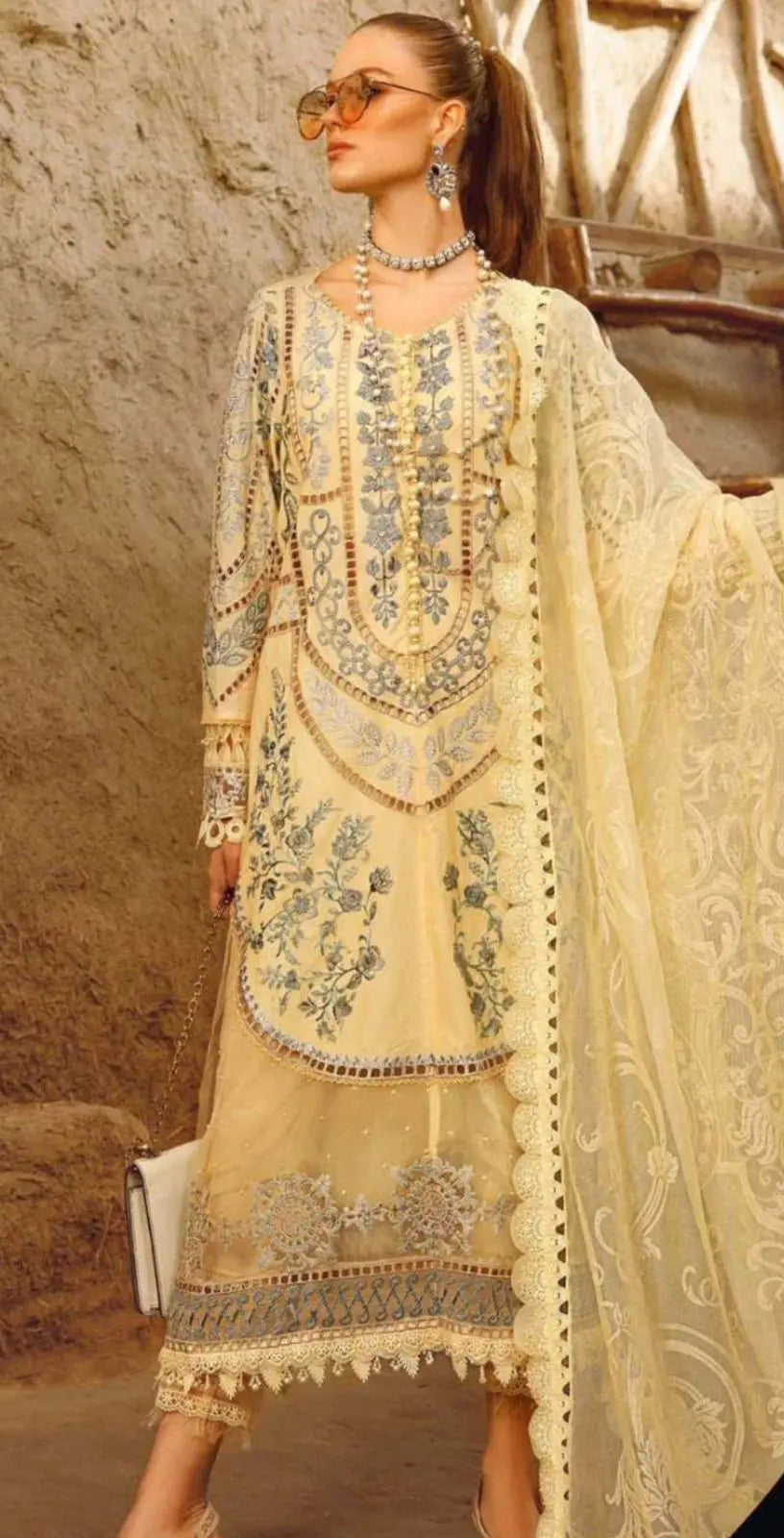 Pure Lawn Heavy Cutwork Embroidery with Heavy Patches & Dupata Kashesh Beauty
