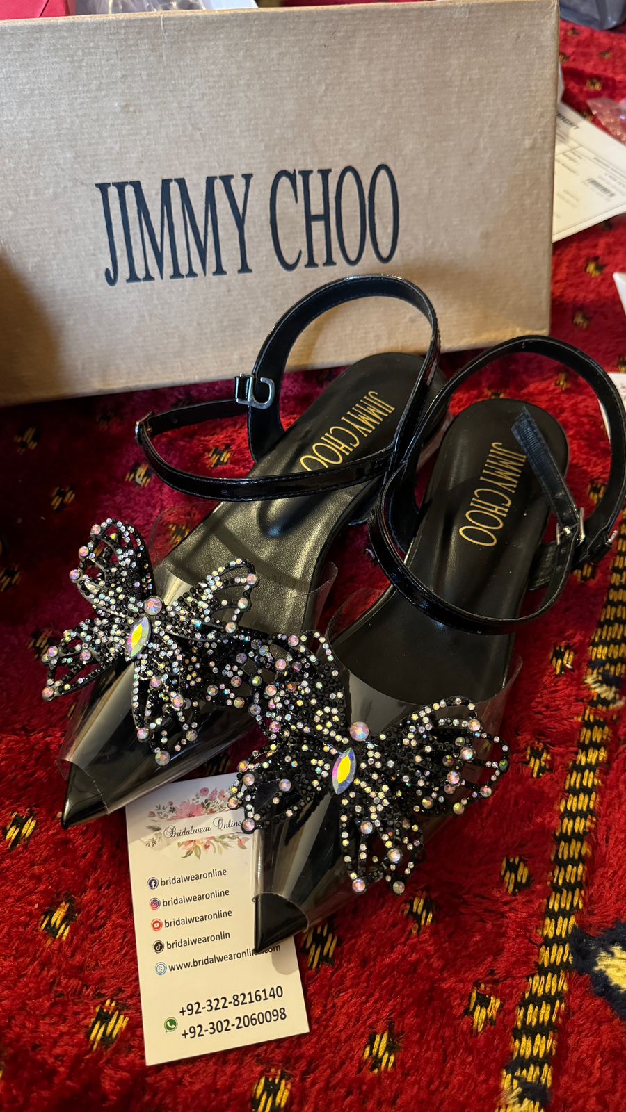 Jimmy Choo Butterfly 3D Swarovski Flat Sandals with Original Box