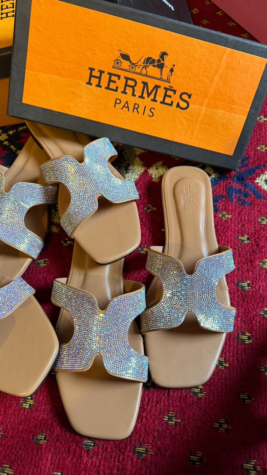 Hermes Diamonds Crafted Sandals with Box