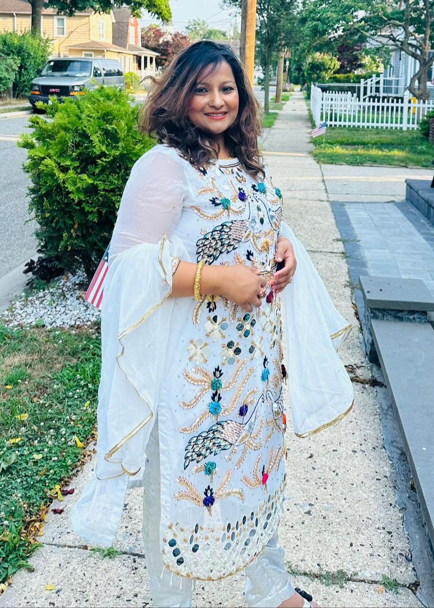 Bridalwear Hand-Crafted Peacock 4PC Luxury Hand Work Dress