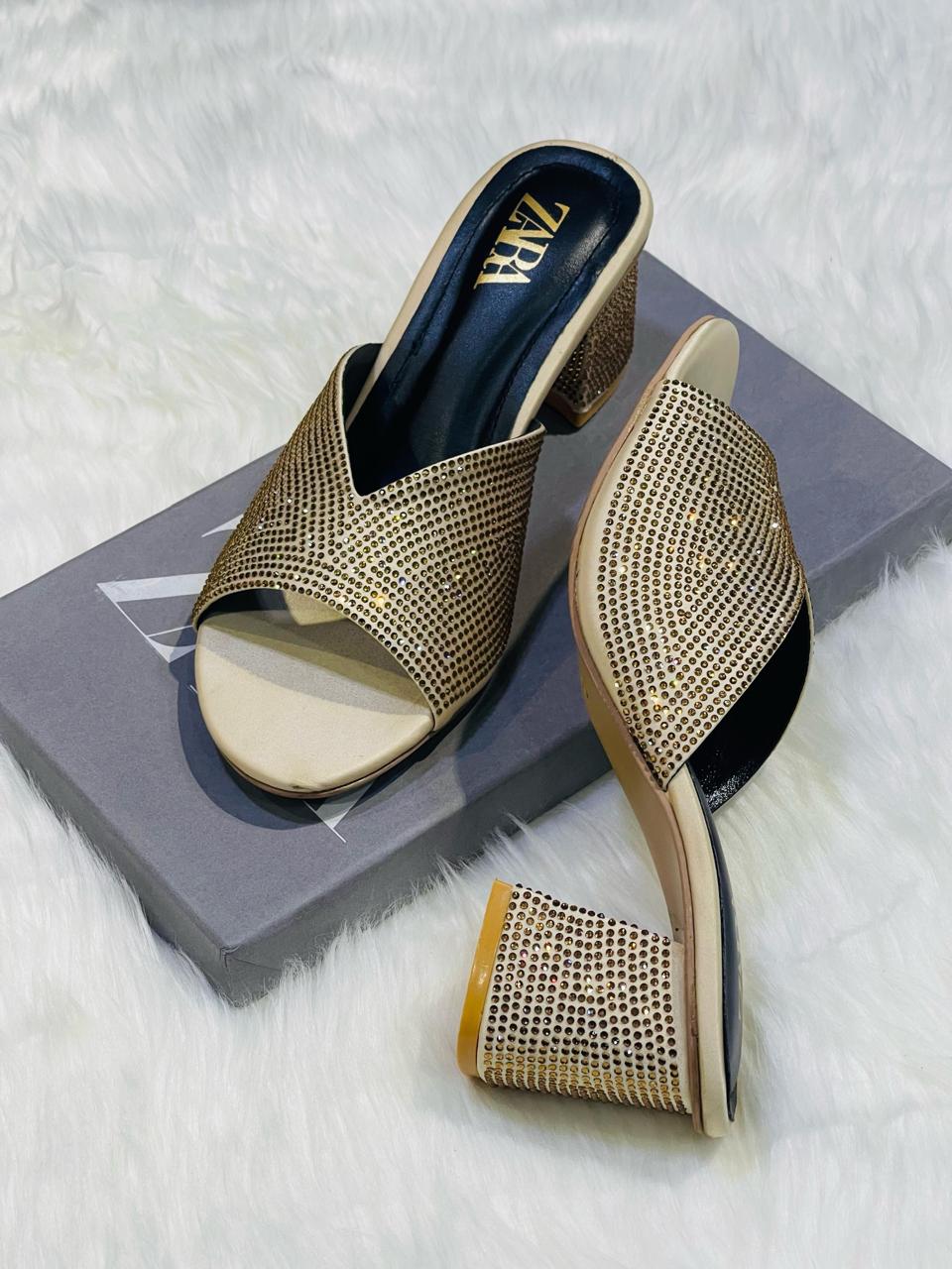 Zara Stable Sparkling Heels with Box