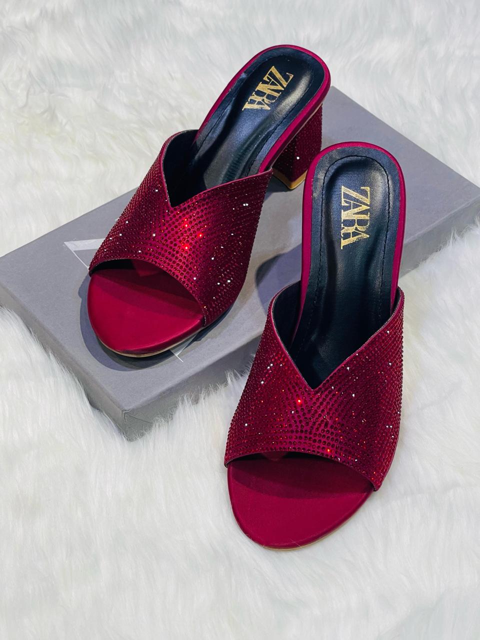 Zara Stable Sparkling Heels with Box