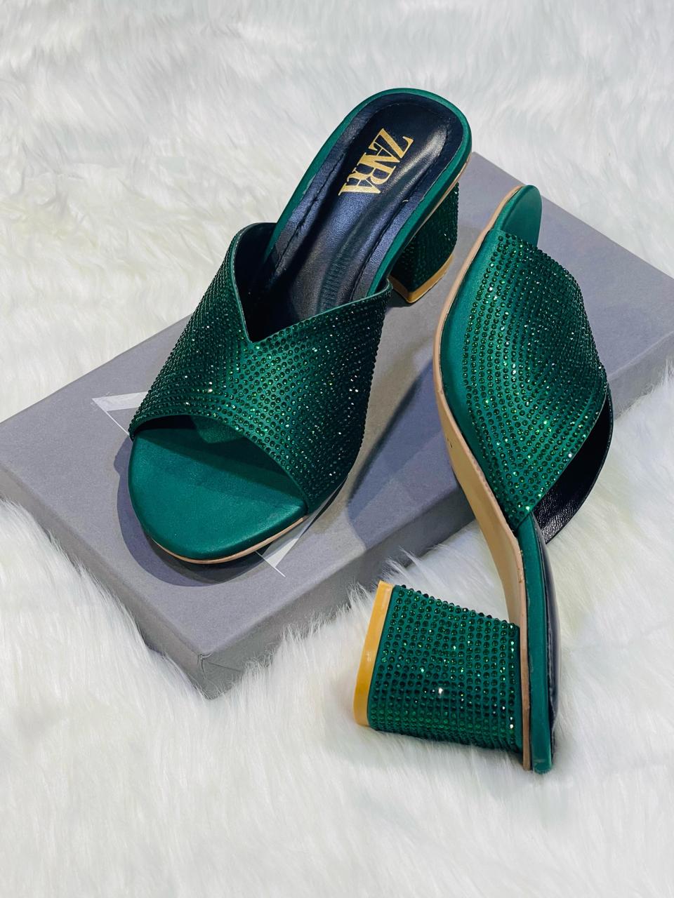 Zara Stable Sparkling Heels with Box