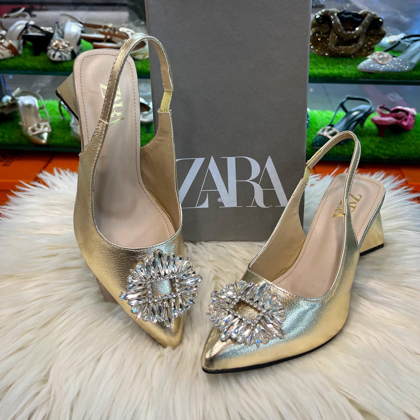 Zara Pearl Heels with box