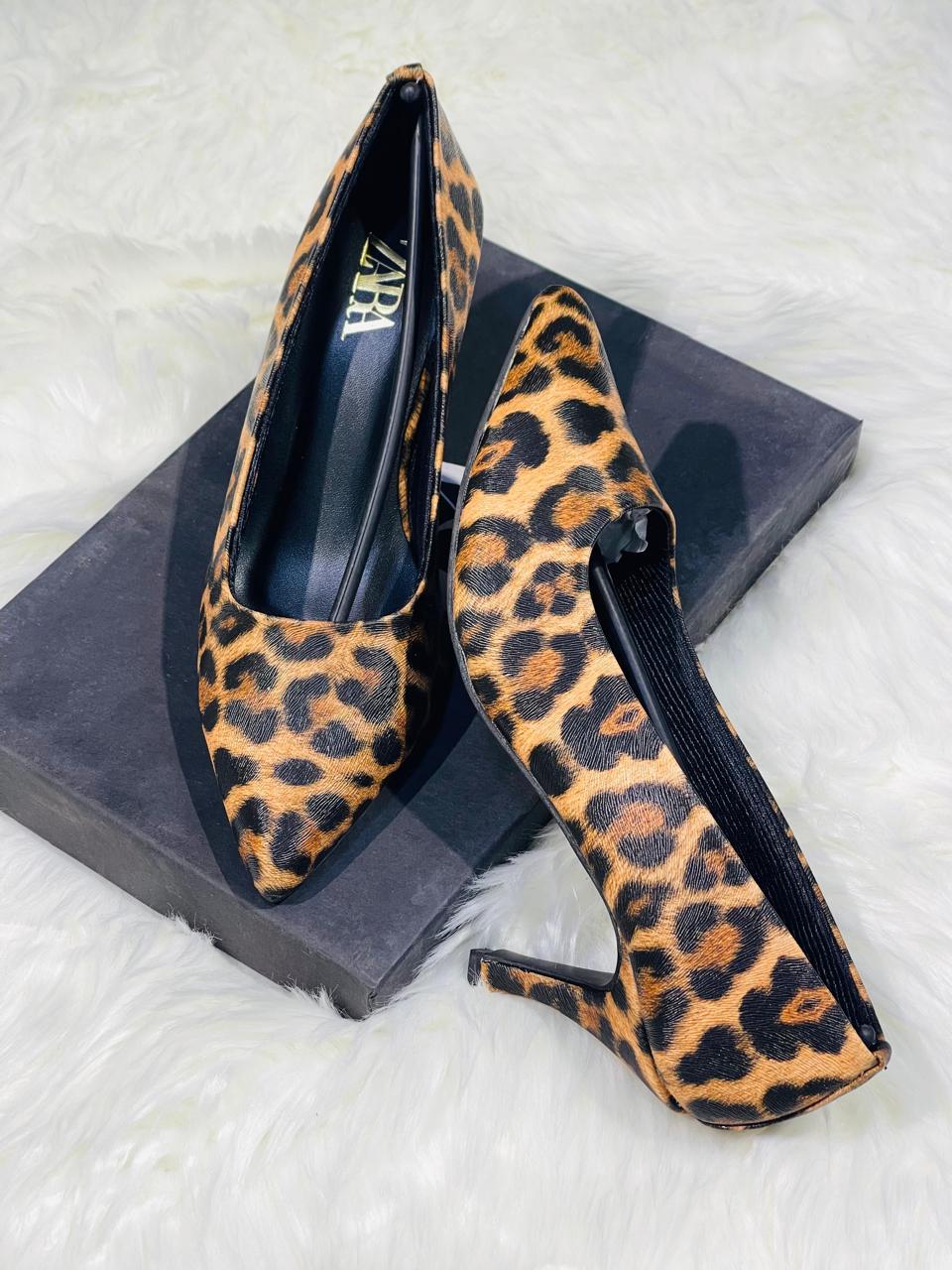 Imported Zara Cheetah Pointed Toe Pump with Box