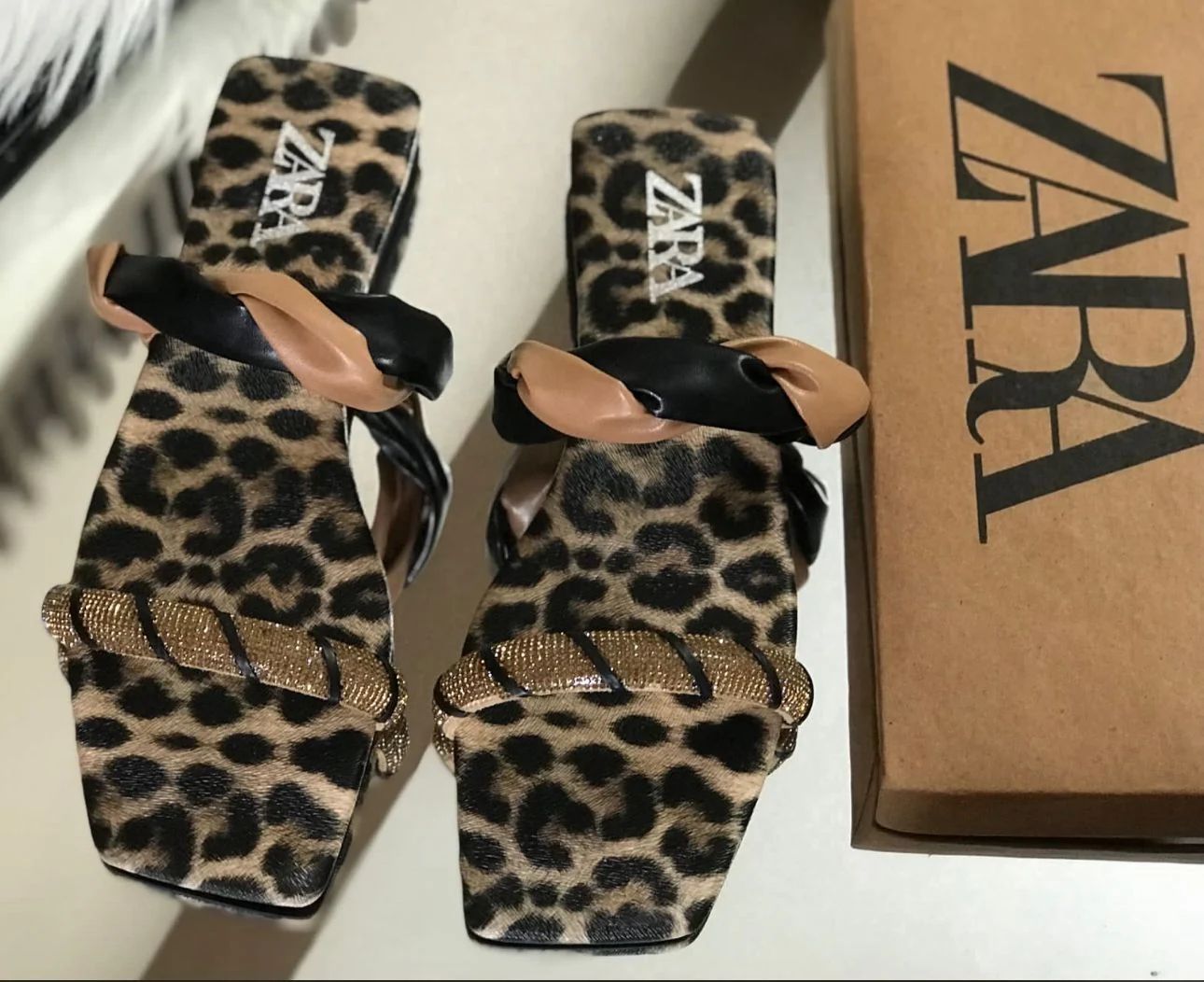 Zara Leopard Print Sandals with Box