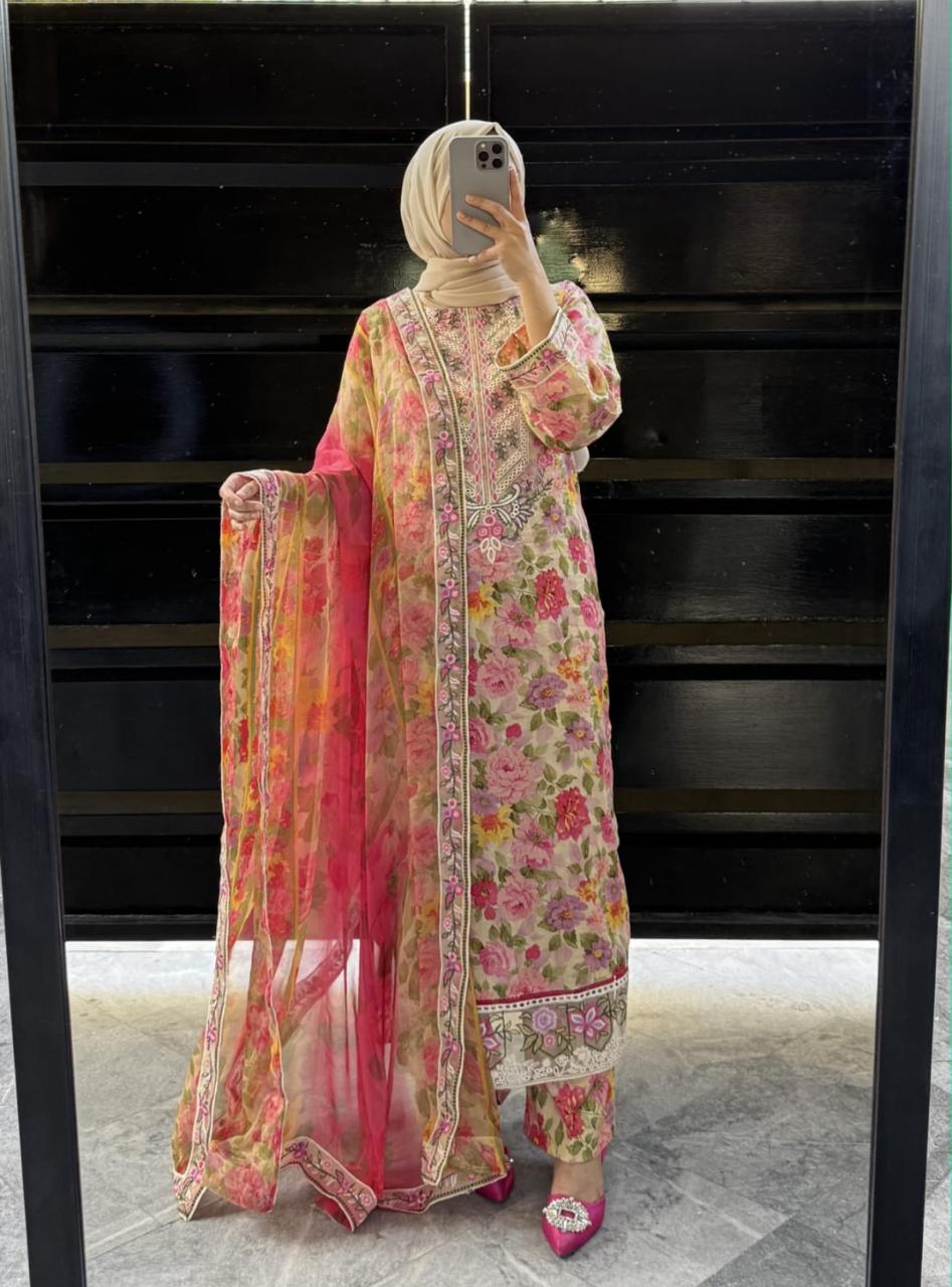 Luxury Lawn Heavy Embroidered 3 Piece Dress