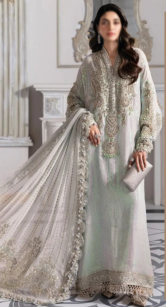 3 Piece Heavy Embroidered Chiffon Dress - Maria.B Wedding Luxe