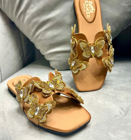Hermes Butterfly Flat Sandals with Box
