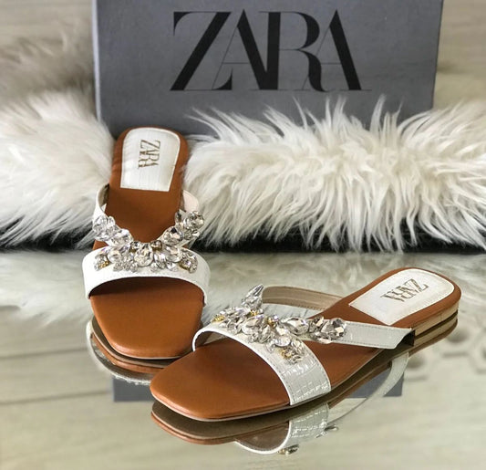 Zara Diamond Stone Flats with Box