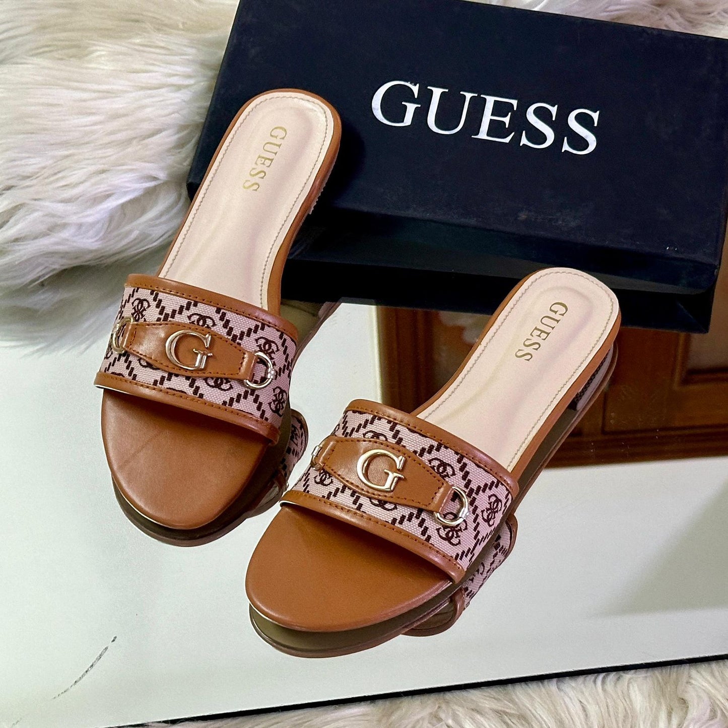 Guess Medicated Slippers with Box