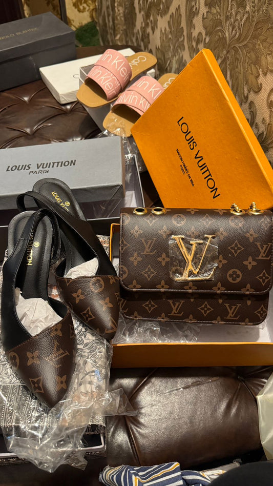 Imported LV Heels with Bag Bundle
