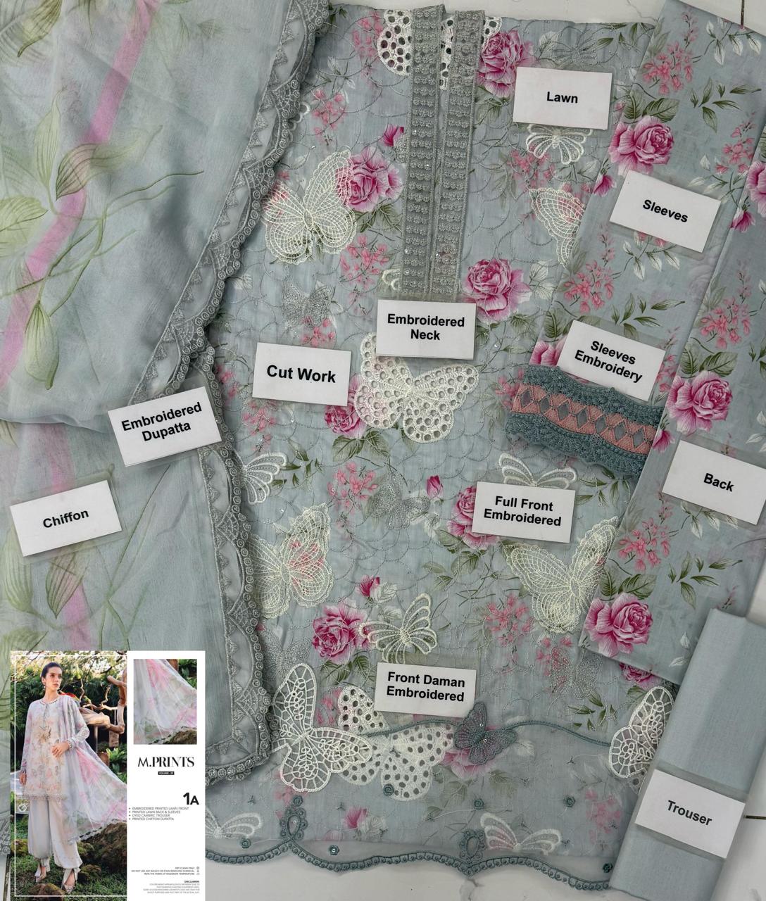 Luxury Embroidered Lawn 3 Piece Dress - Maria.B