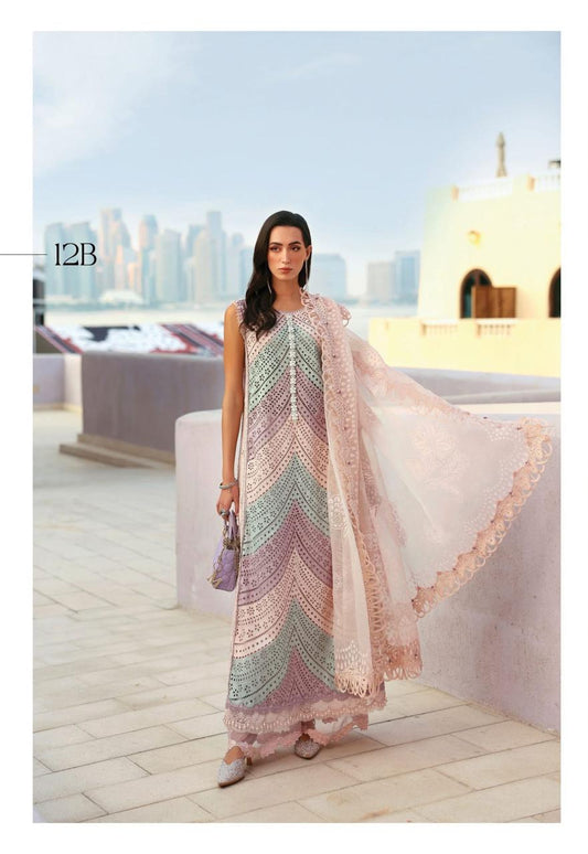 Luxury Chicken Kari Embroidered Lawn with Dupatta - Maria.B