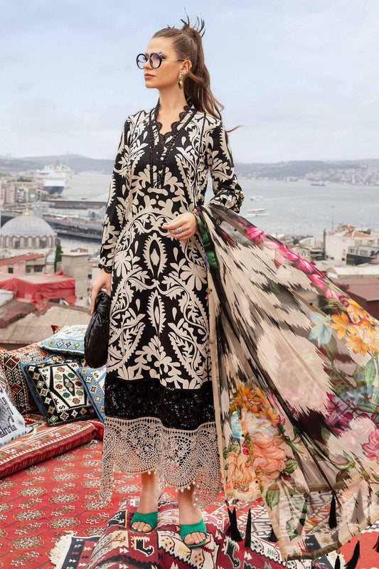 Luxury Lawn Embroidered with Heavy Patches & Tassels & Pure Chiffon Dupatta